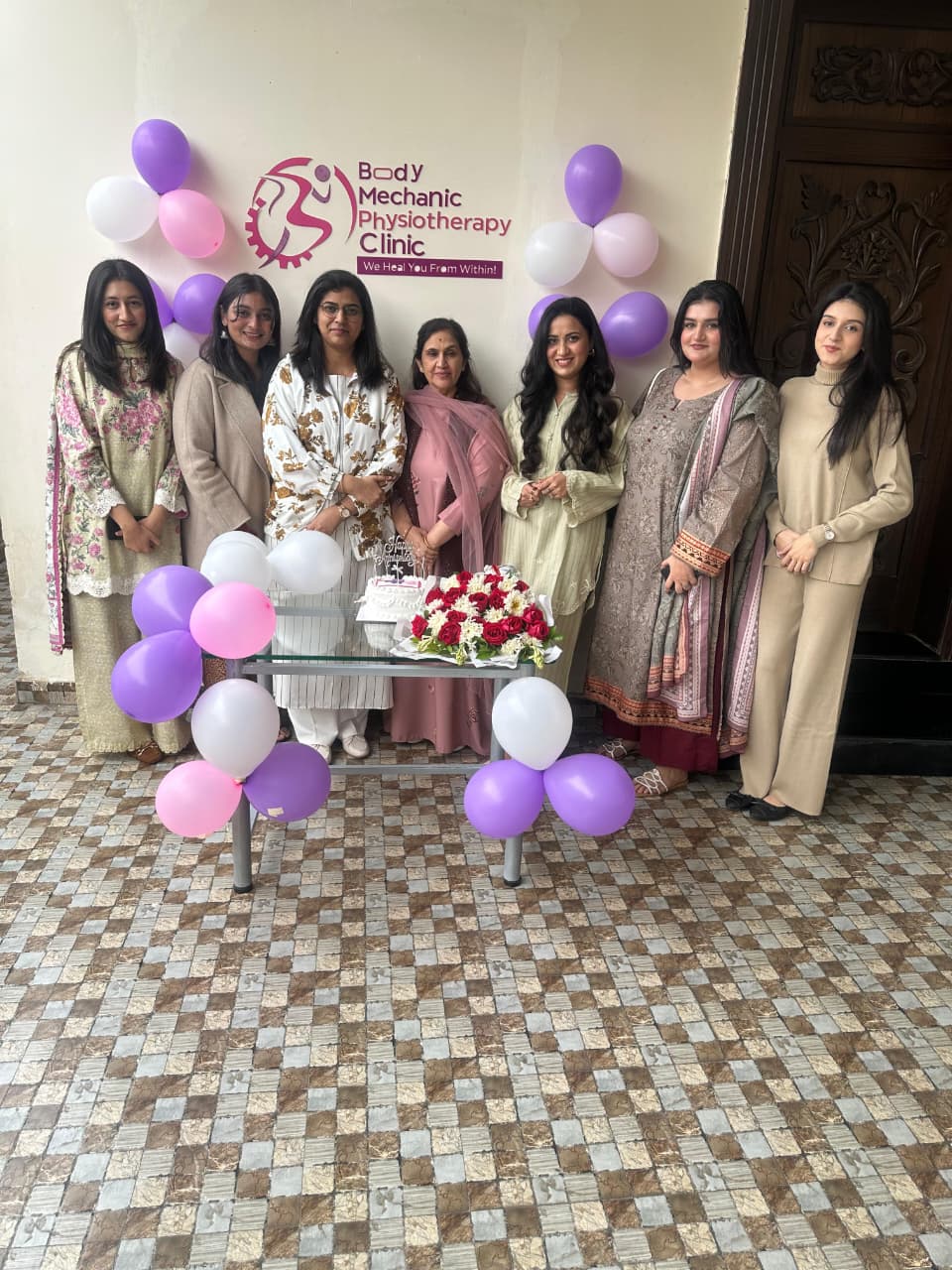 Dr. Saima Naseem at the founding of Body Mechanic Physiotherapy Clinic in Lahore